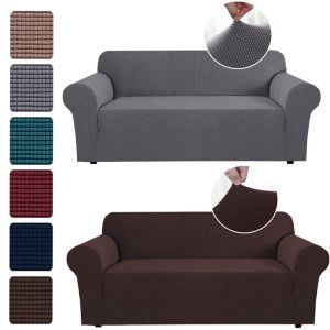 Waterproof Sofa Cover L Shape Sarung Sofa 1/2/3/4 Seater Elastic Suede Knitted Universal Couch Cover