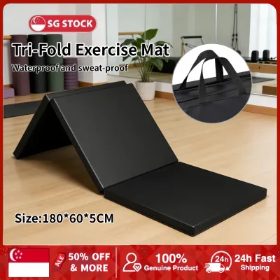 Folding Fitness Triple Fold Pad Sit Up Yoga Dance Pads Thickened and Widened Gym Mat Gymnastics Leather Cushion 180*60*5CM