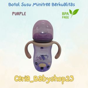 Minitree Botol Susu Bayi Regular Neck 150ml ZR658 untuk Usia Bayi 3 Bulan Keatas Baby Feeding Bottle Model Unik Lucu Tutup Oval Segitiga Seperti Jamur Bahan PP Tebal Berkualitas Sudah BPA Free Antipecah dan Bisa Direbus
