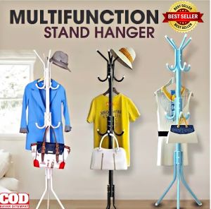 ( BISA COD ) PROMO STAND HANGER GANTUNGAN BAJU BERDIRI / GANTUNGAN BAJU COAT RACK BERDIRI STANDING TAS DAN TOPI MULTIFUNGSI MULTIFUNCTION TIANG JAKET / GANTUNGAN BAJU BERDIRI STAND WARNA