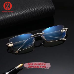 Kính đọc sách cho người lớn tuổi Kính lão không viền hàng nhập khẩu Đức chống ánh sáng xanh chống bức xạ mỏi mắt mã B2101