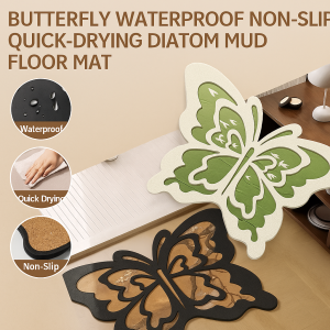 Special-Shaped Butterfly Waterproof Non-Slip And Quick-Drying Diatom Mud Floor Mat Super Absorbent Bathroom Floor Mat Home Carpet Bathroom Kitchen Mat Butterfly