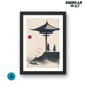 SHIN GRAFIX Wall Framed Decor Japanese Landscape Painting Framed Digital Prints Wall Decor With Frame And Glass  Cover 9 x 12 Inches Wall Frames Ready  to Hang For Living Roomn Sala Bedroom Office Hotel Room  Wall Decoration Display