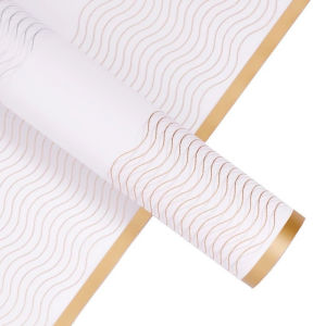 Kertas Buket Bunga Motif List Gold Cellophane Flower Wrapping Bouquet Paper Varian List Gold Florist KB067