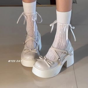 [Free Shipping] WomenS Thick-Soled Height-Increasing Leather Shoes 2026 New Spring/Autumn Collection JK Style Chunky Heel High Heels Perfect With Dresses