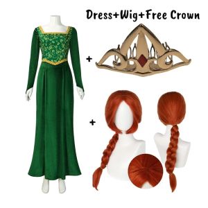 Anime Princess Green Dress Fiona Dress Shrek Cosplay Costume Halloween Fancy Fantasy Party Suit Roleplay for Woman Girls