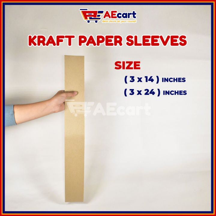 KRAFT PAPER SLEEVES for Packaging (3"x14"/3"x24") 50pcs Lazada PH