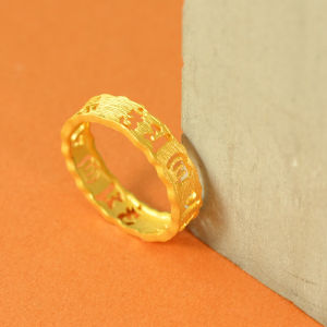 Chow Sang Sang 周生生 999.9 24K Pure Gold Price-by-Weight Gold Om Mani Padme Hum Ring (Size: 11 to 20) 83215R