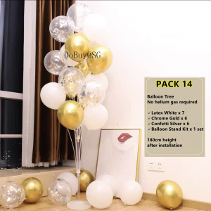 🔥SG LOCAL STOCK🔥Premium 180cm 19 Balloons Chrome Confetti Balloon Bouquet with Balloon Stand Standing Balloons Balloon bouquet Balloon Tree No helium required Birthday Party Christmas Wedding Proposal Company Event