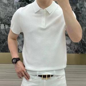 313Plus Size Pineapple Pattern POLO Shirt for Men 2025 Summer New Business Light Luxury Fashion Slim Fit Stretch Short Sleeve Top