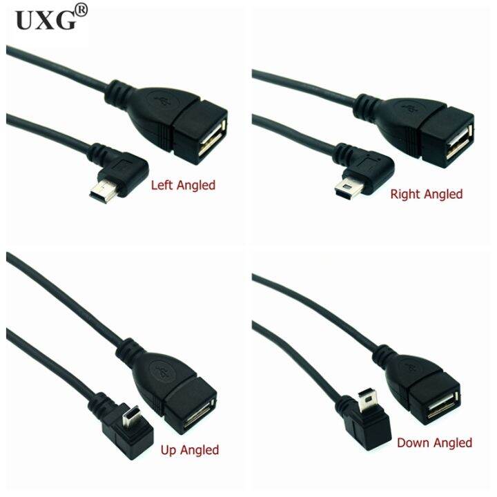 【worth Buy】 90 Degree 4 Left Right Up Down Angled Mini Usb Otg Female To Mini B 5 Pin Male Short 8378