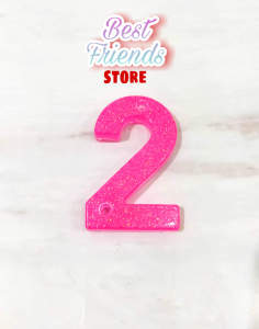 Nomor Rumah dan Huruf Timbul Glitter Pink