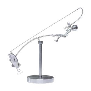 The Fisherman Balancing Sculpture Polished Stainless Steel Fisherman Balancing Handicraft Ornament Desktop Craft Decoration