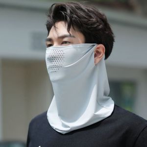 SWALLOWED Hiking Golf Elastic For Men UV Protection Sun Proof Bib Solid Color Neck Wrap Cover Outdoor Summer Face Scarves Face Cover Neck Wrap Cover Ice Silk Sunscreen Face Scarf