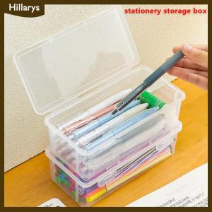 [Hillarys] 1PC Large Capacity Plastic Pencil Box Stackable Translucent Clear Pencil Box Office Supplies Storage Organizer Box