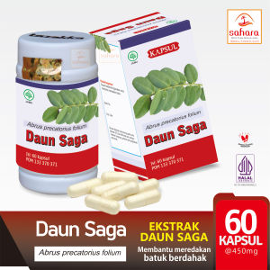 Kapsul Daun Saga  Obat Herbal Batuk Sariawan Sakit Tenggorokan isi 60 kapsul.
