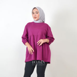 Balena Blouse Ruffle Polos Atasan Wanita Blouse Katun Combed Kekinian By Deloza