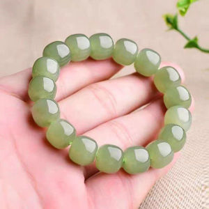 Genuine Hetian Jade Bracelet for Men and Women Old Style Beads Lake Water Green Imitation Qing Jade Round Beads Duck Egg Green Bracelet