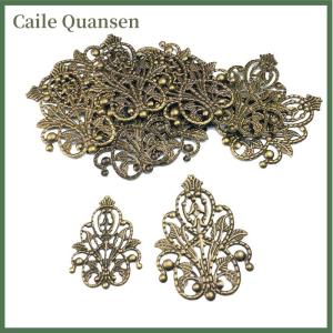 Caile 20Pcs Bronze Copper Filigree Wraps Flower Connectors Metal Crafts Gift Decoration DIY Accessories