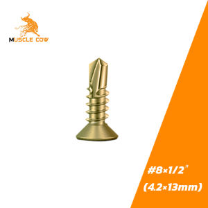 สกรูปลายสว่านหัวเตเปอร์ หัวF(แบน) สีรุ้ง ทุกความยาว[ชุดละ 50 ตัว]