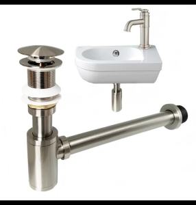 Brushed Nickel Bathroom Drain Hose P-TRAP Kit Bathroom Sink Drainpipe Basin Pop Up Tube Brass Washbasin Wall Floor Flushing