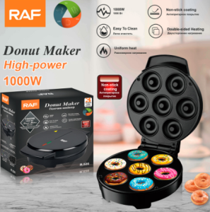 <RAF >Mini Donut Maker 7 holes Donut Machine Electric Donut Maker Waffle Maker Sandwich Maker-black