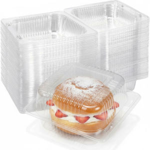 Hinged Transparent Food Dome Cover for Square Food Containers Ideal for Pastry Salad and Dessert Food Presentation and Storage