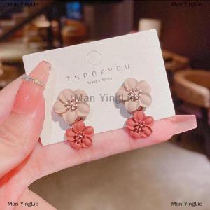 [COD] Man YingLie Brown Two Color Flower Drop Dangle Earrings For Women Korean Fashion Jewelry Wedding Party Girl Elegant Jewelry Accessories