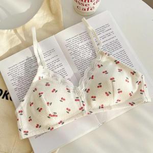 CS French เสื้อชั้นในทรงเล็ก อกเล็ก ไร้โครง น่ารัก สตอเบอร์รี่ เชอร์รี่ ผู้หญิง ny075 เสื้อผ้าผู้หญิง