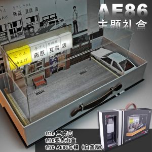【FREE SHIPPING】1:20 头文字D Initial D Fujiwara Tofu shop scene Toyota AE86 Alloy Diecasts car model pull back collection 头文字D 豆腐店 车模场景 车模收纳展示台 透明展示柜 AE86 合金车模