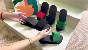 New Summer WomenS Platform Thick-Soled Slide Sandals Solid Color High-Heeled Beach Shoes Outdoor And Home Slippers