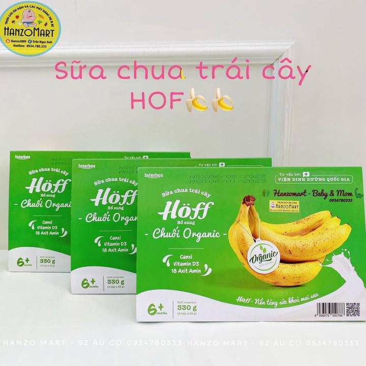 Sữa Chua Hoff Chuối Organic Hoff vỉ 6 hộp x 55g