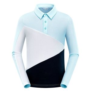 Golf Shirts for Boys Long Sleeved Breathable T Shirt POLO Shirt Lapel Girls Color Contrast Sports Top Kids Golf Clothes