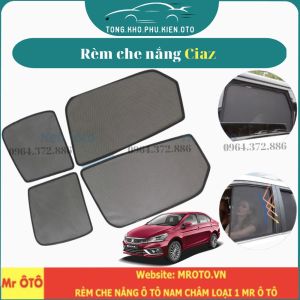 Rèm Che Nắng Xe Ciaz- Hàng Loại 1 Mr Ô Tô vải dày chống nắng tốt dễ lắp đặt vừa khít - Đế nhựa/ Có hít nam châm