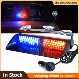 NEW Car 16 LED Red/Blue Police Strobe Flash Light Dash Emergency Flashing Light Multicolor windshield Warning Light 12v - intl