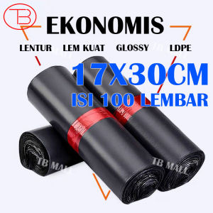 Fumu Plastik Packing Polymailer 17X30CM LDPE Hitam Glossy EKONOMIS Isi 100PCS Termurah Grosir