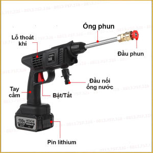Máy rửa xe cầm tay dùng pin Hitachi 199V Áp lực mạnh mẽ pin sạc bền bỉ Đa chức năng dễ sử dụng chế độ phun rửa