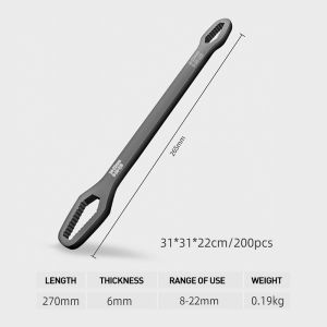 AKZ Multifunctional Torx Wrench Self-Tightening 5mm Thick Universal Adjustable Wrenchs Double-Head Multi-Purpose 8-22mm