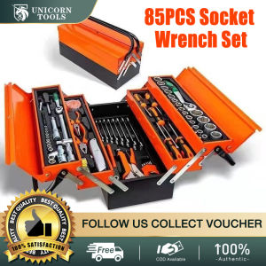 85PCS Tools Set Portable Toolbox Screwdriver socket wrench set-drive slot set SAE/metric 1/2 inch with iron box storage box