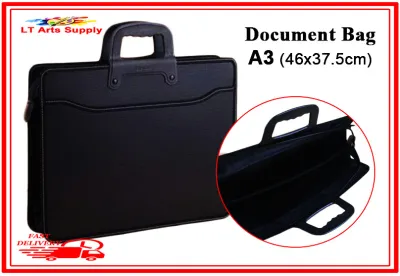 Document bag portable briefcase Waterproof information bag storage bag student test paper folder size A3 Black