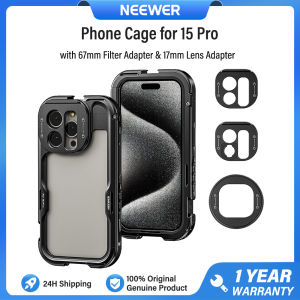 NEEWER Phone Cage Khuôn Ống Kính Điện Thoại Quay Video Dành Cho iPhone 15 Pro/Pro Max Kèm Máng Chuyển Bộ Lọc 67mm & Ổ Cắm Ống Kính Điện Thoại 17mm PA043/PA044