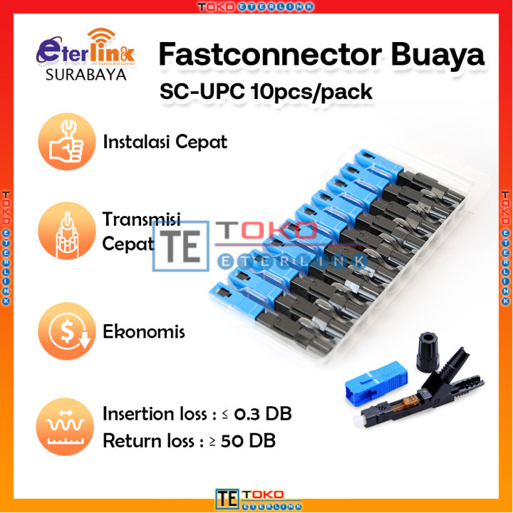 1Pack ISI 10Pcs SC UPC Fiber Optik FTTH Fast Connector model Buaya ...