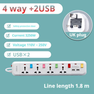 Singapore 3/4/5 Way GANG Extension Power Socket Multifunctional Terminal Blocks 13A British Standard with Wire 1.8/3 Meter Cable Cord Household Universal with USB with Switch Indicator Light Multiplug Socket Power Strips Travel Multi UK 3pin Plug 接线板插座排插