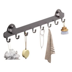 RBJ4 Strong Load-bearing Suction Door Cup Hook Waterproof 5/6/7/8-Hook Hanging Coat Rack No Drilling Detachable Bathroom Towel Holder Bathroom
