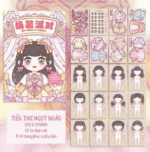 Hình dán sticker trang điểm thay đồ búp bê phong cách tiểu thư phiên bản full body Đồ chơi bóc dán thay đồ búp bê thiếu nữ cho bé