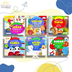 [Dapat 6 Buku Fabel] Buku Cerita Anak Bergambar / Buku Dongeng Anak Bergambar Bilingual Fabel Pembentuk Karakter Impian Panda Tupai Lebah Sendirian Beruang Antre Rubah Berubah
