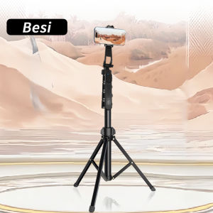 Tripod siaran langsung seluler Tripod Logam 2.1M Lampu Cincin LED Siaran Langsung Dudukan Ponsel 2M Tripod Teleskopik + Kepala Bola + Ponsel Berbentuk E Chuck Kamera Menembak Tripod Kepala Bola Mini Braket E