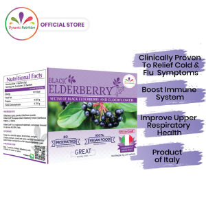 Dynamic Nutrition European Black Elderberry - Traditional Relief for Flu Common Cold & Strengthen Immunity