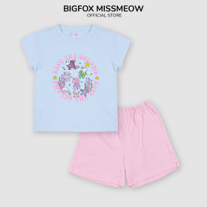 Bộ bé gái cộc tay Bigfox Miss Meow size đại mùa hè vải cotton cỡ 36911 tuổi 30kg 40kg