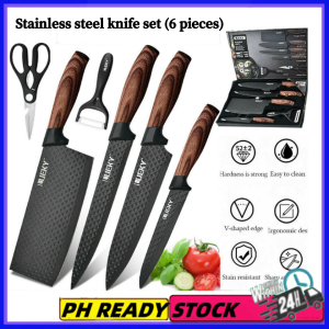 Kitchen knife set Stainless Steel 6-piece Forged Japanese kitchen knife Chefs Knife Gift Set Non-stick coated Kitchen knife Sharp Bone Cooking Knife Set Kitchen knife